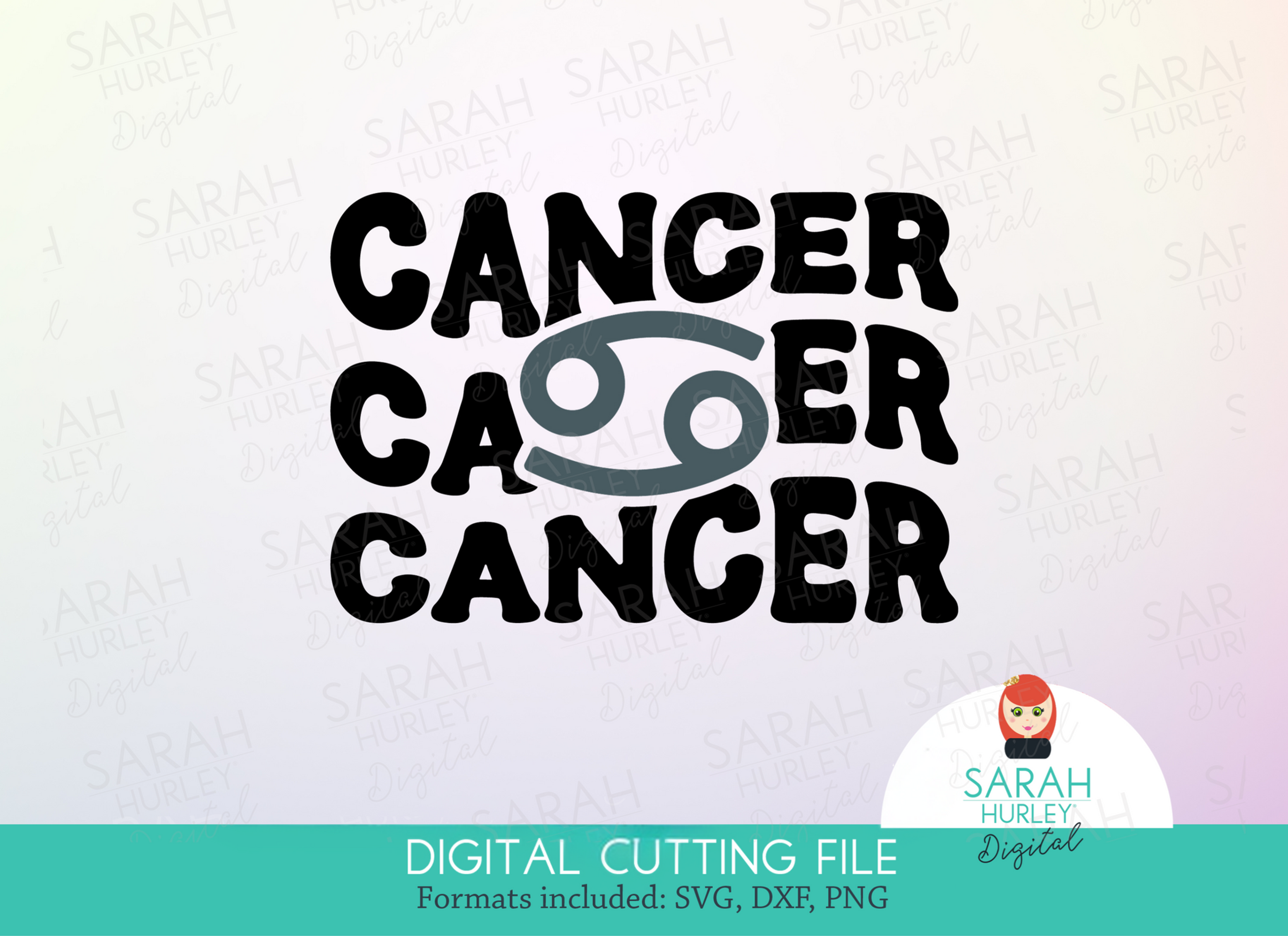 Cancer retro stacked zodiac word