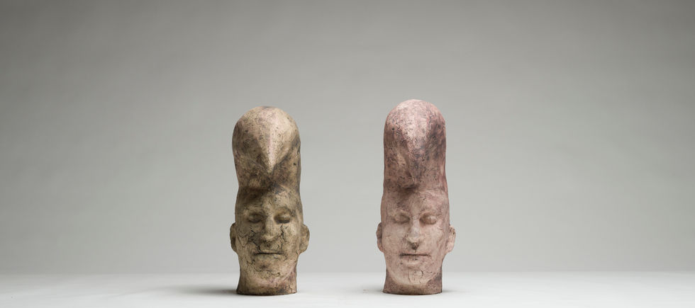 Sculpture, biscuit, 
Arlecchino's; 46 X 20 X 30 cm