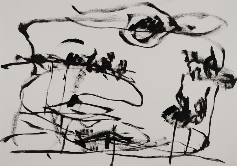 Ink on paper: Nomads I; selection of 22 paintings 70 X 100 cm