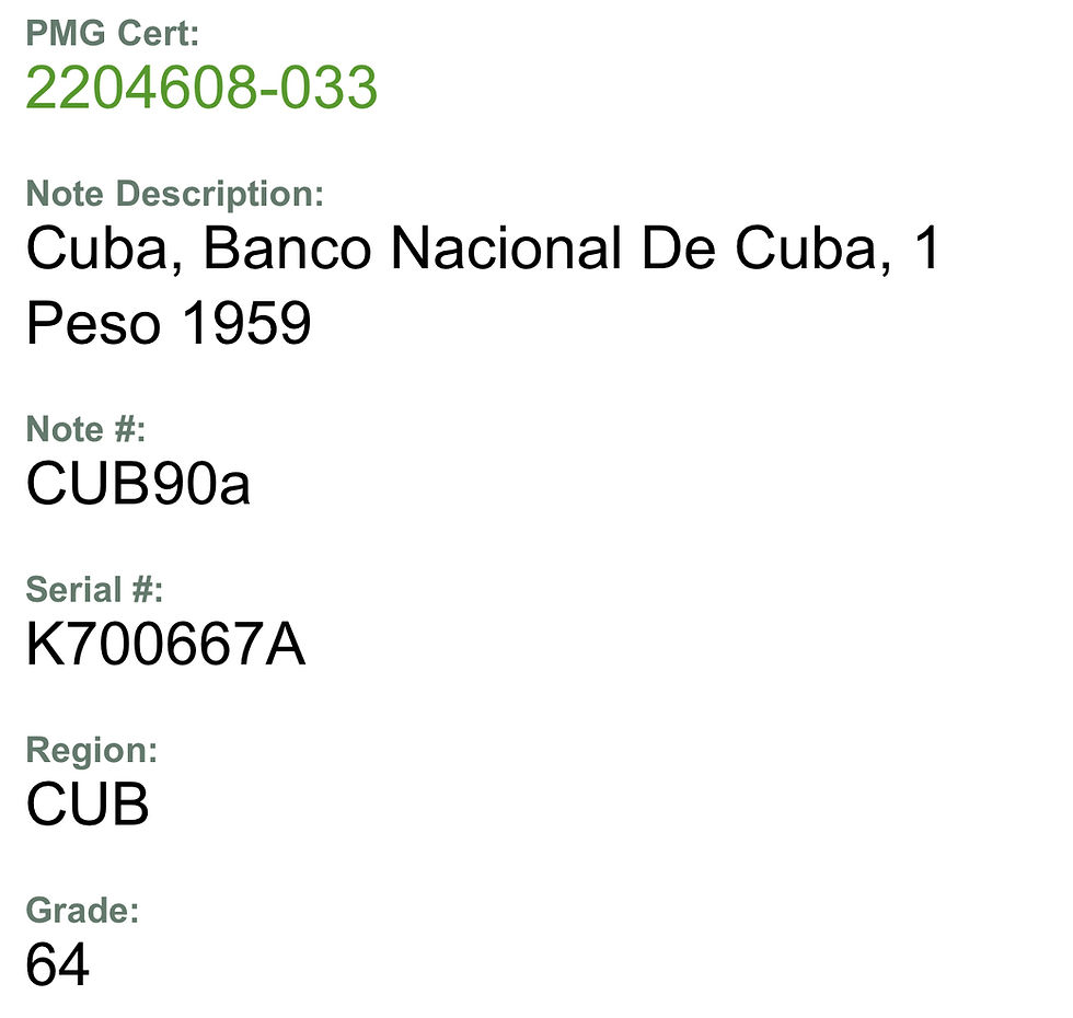 Thumbnail: 1 PESO 1959 PMG #64 JOSÉ MARTI EN TAMPA FLORIDA 