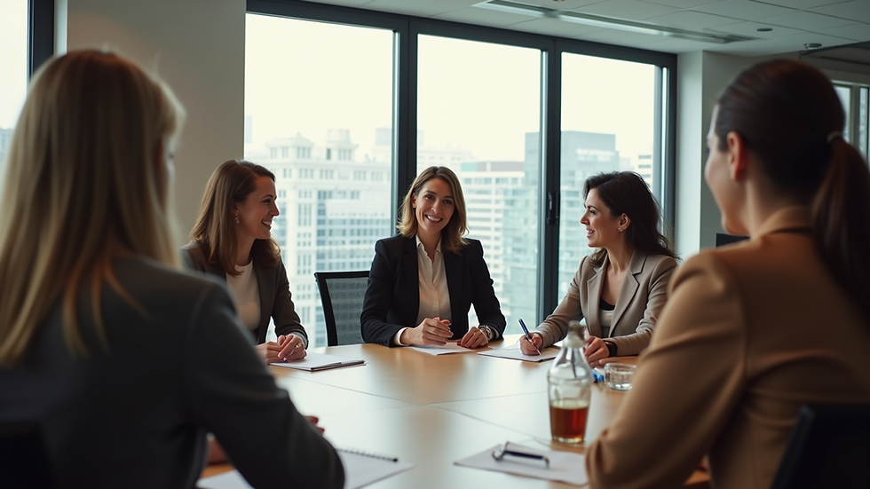 Eye-level view of a roundtable discussion with women entrepreneurs sharing ideas