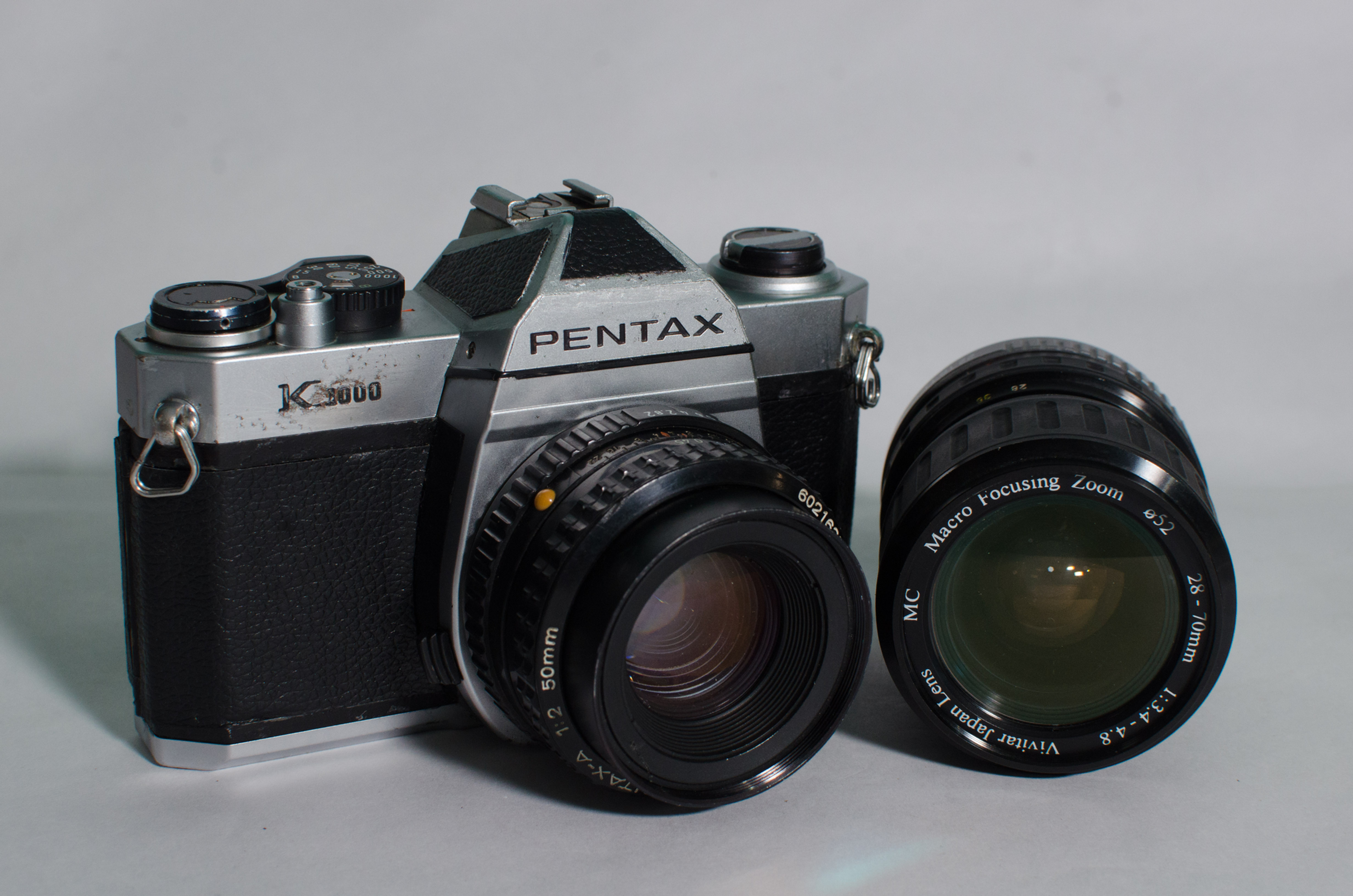 Pentax K1000 with SMC Pentax-A 50mm f2 and Vivitar Macro Zoom 28-70mm f3.4 - 4.8