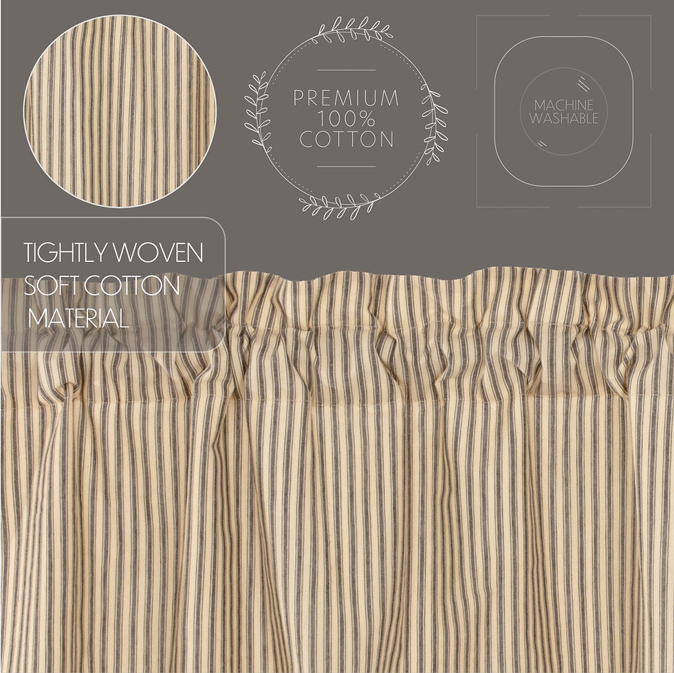 Thumbnail: Sawyer Mill Charcoal Ticking Stripe Valance - 16x60"