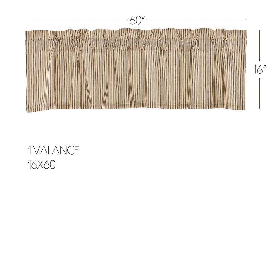 Thumbnail: Sawyer Mill Charcoal Ticking Stripe Valance - 16x60"