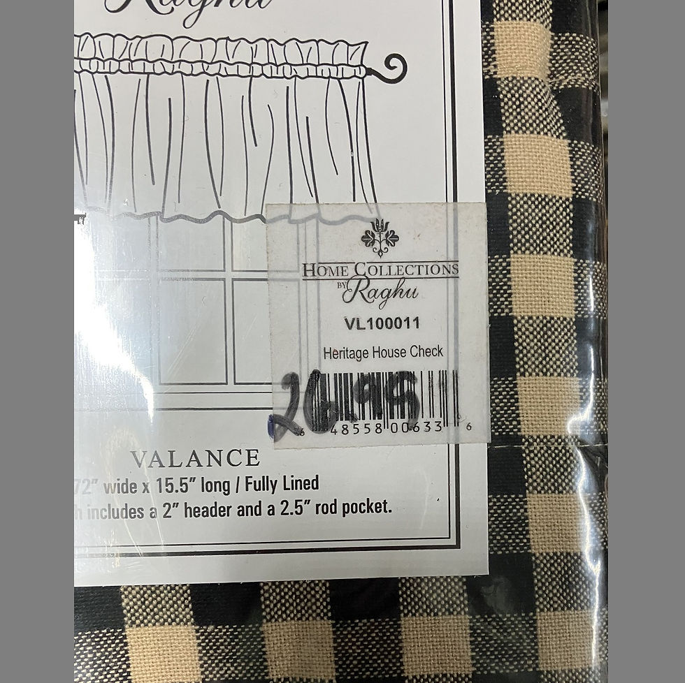 Thumbnail: Heritage House Check Valance Black 15.5x72"