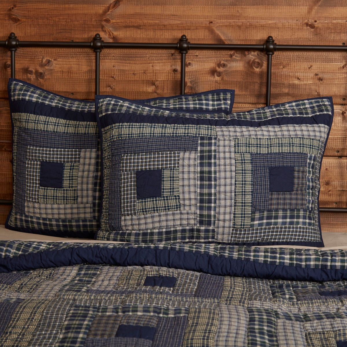Blue Columbus Cotton Patchwork Standard Sham