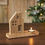 Thumbnail: Tealight Holder Wooden Saltbox House W/Star Natural
