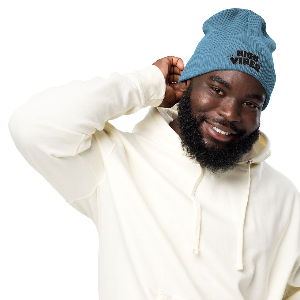 Organic Cotton Ribbed Beanie to Protect/Maintain/Create Your High Vibes