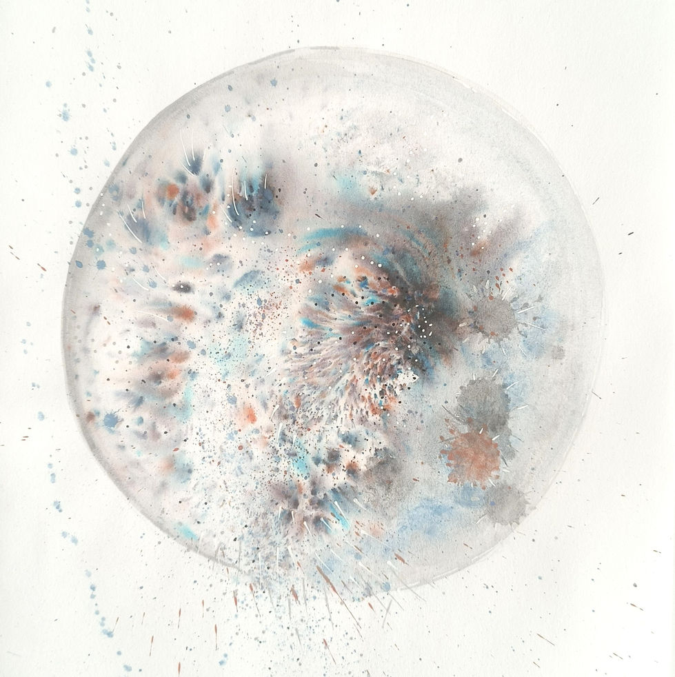 Watercolour painting of an imagined planet
