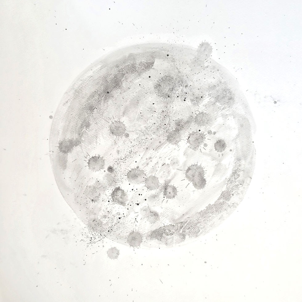 Watercolour painting of the moon