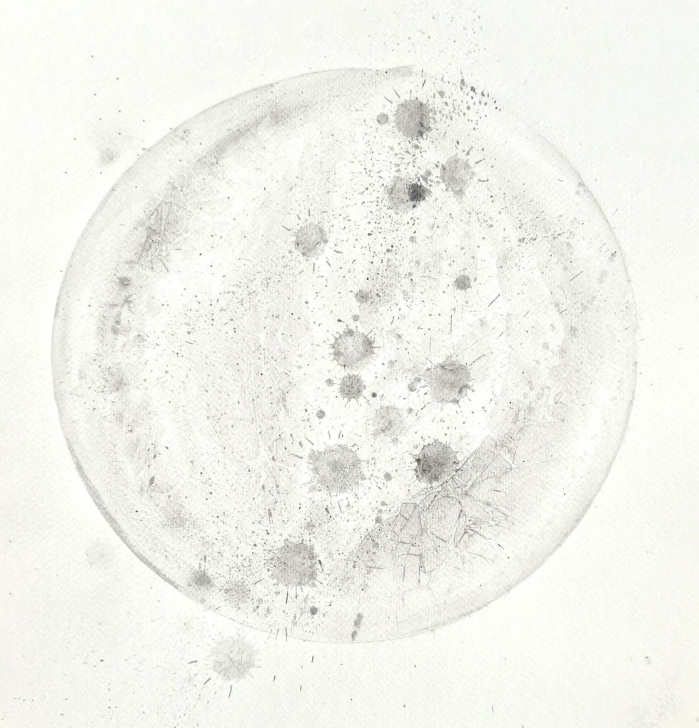 Watercolour painting of the moon