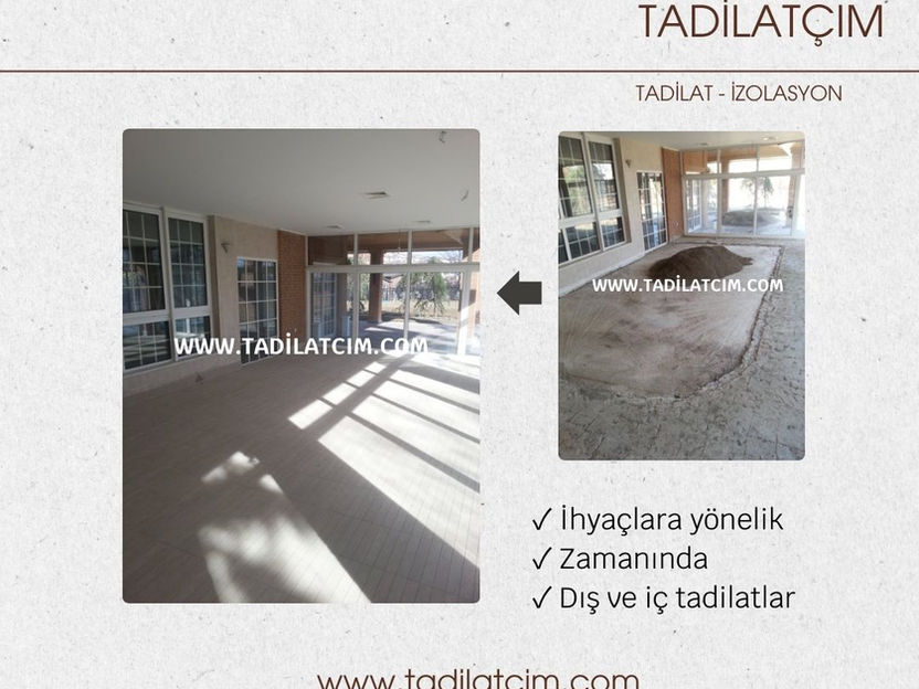 İç mekan zemin ve tavan tadilat öncesi sonrası