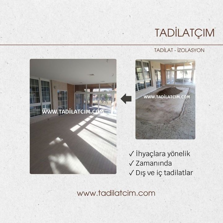 İç mekan zemin ve tavan tadilat öncesi sonrası