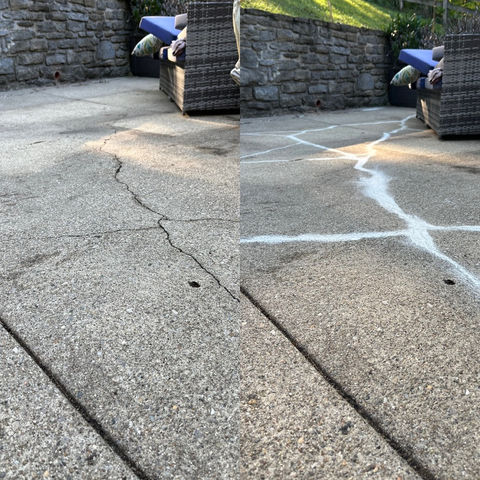 before and after concrete job crack repair