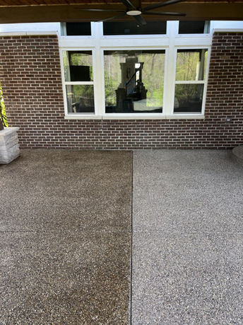 Residential patio before and after power wash