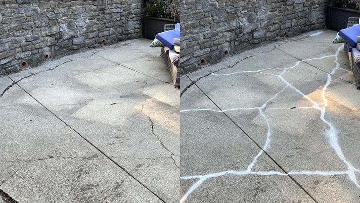 Concrete Crack Filling and Repair - before and after