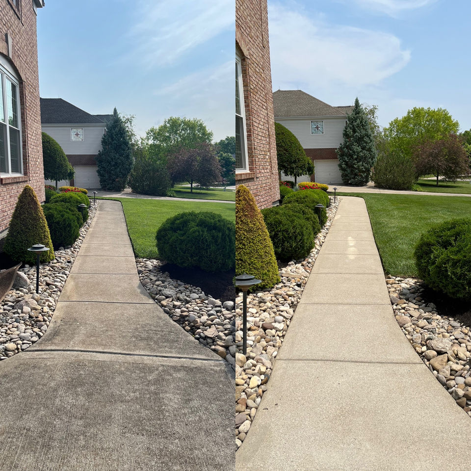 Before after Pressure Washing side walk- 2024