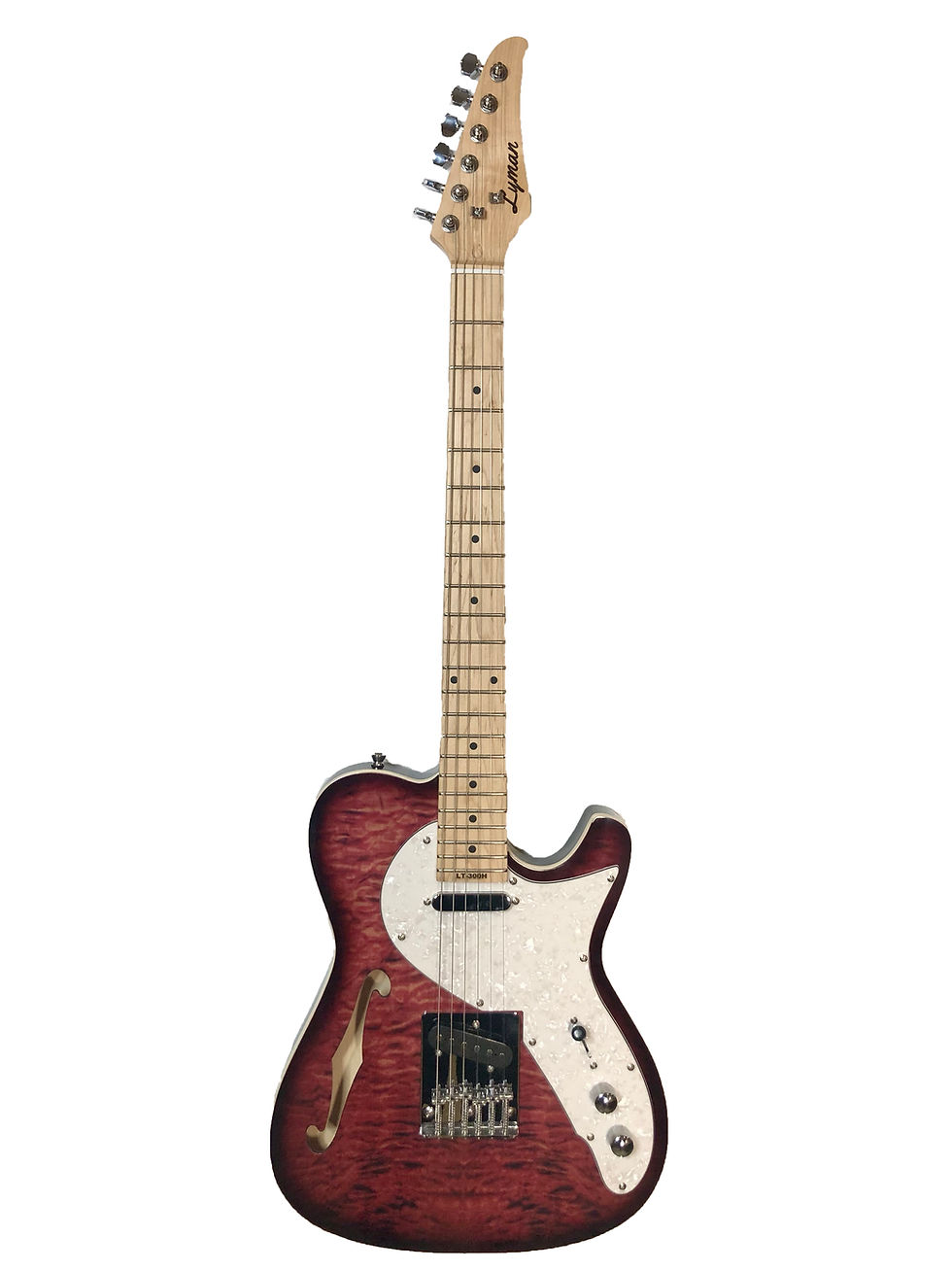 Thumbnail: Lyman LT-300HQ Maple Top Semi-Hollow T-Style Guitar