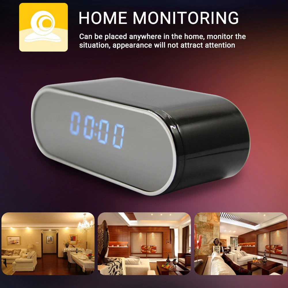 1080P HD Clock Camera Wireless WIFI Micro Cam IR Night View Alarm Camcorder