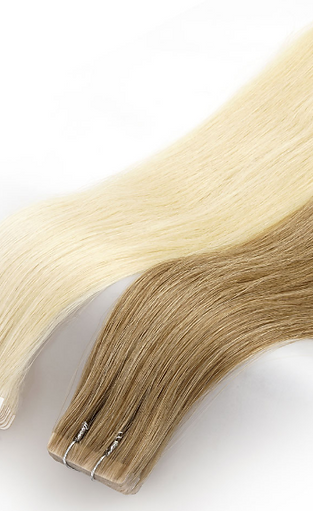 Tape hair extensions before and after seamless UK, Invisible tape in hair extensions flat natural finish UK,luxury human hair