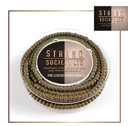 Dark brown pre loaded nano hair extension rings, nano beads for professional hair extensions UK