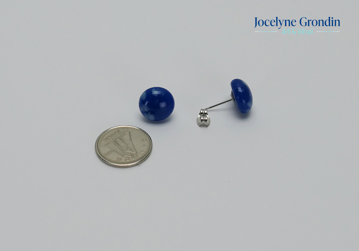 Boucles d oreilles bleu foncé et bleu pale no 1938