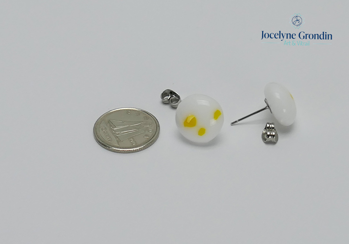 Boucles d oreilles blanche et jaune no 1932