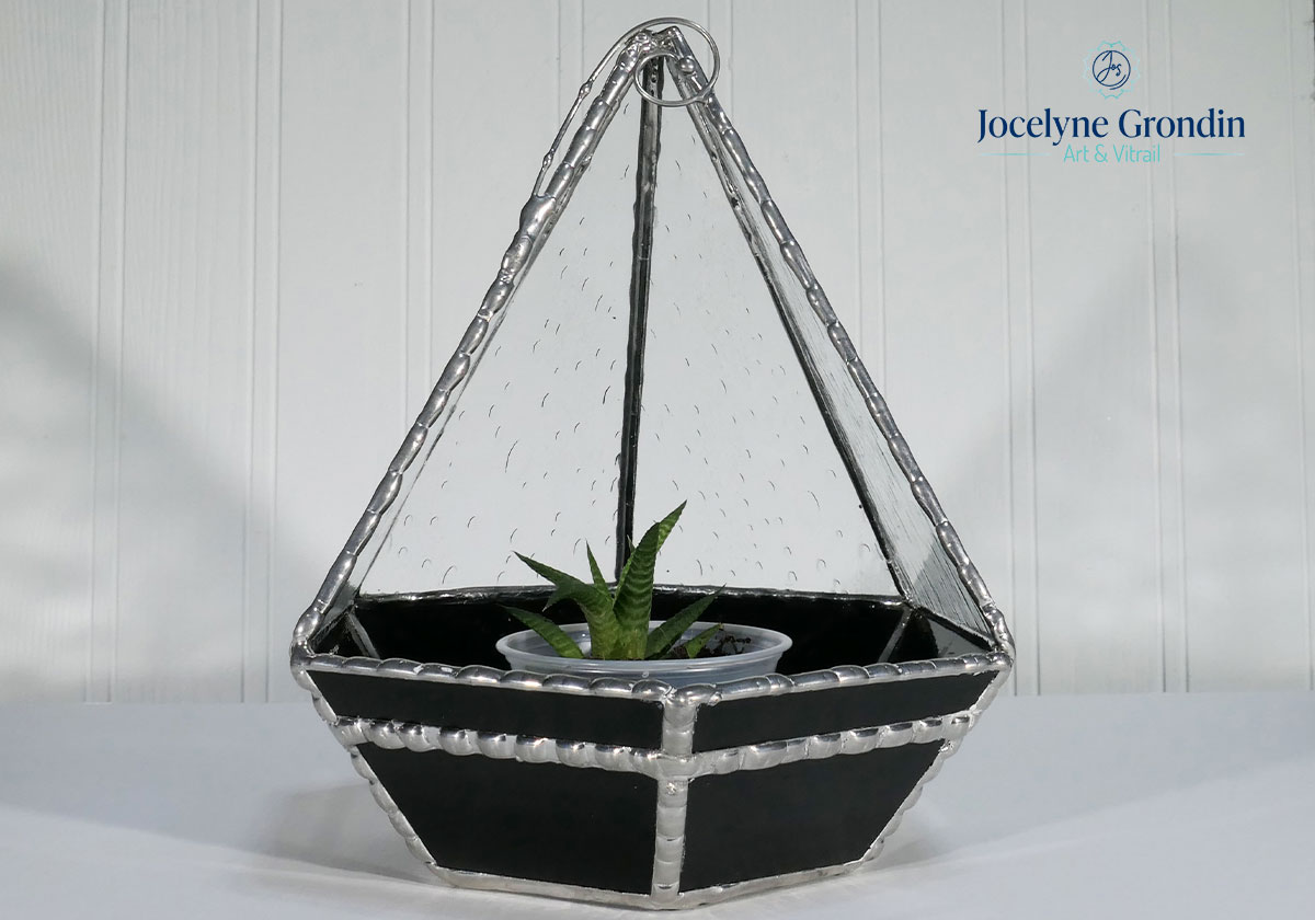 Terrarium en vitrail noir No 1805