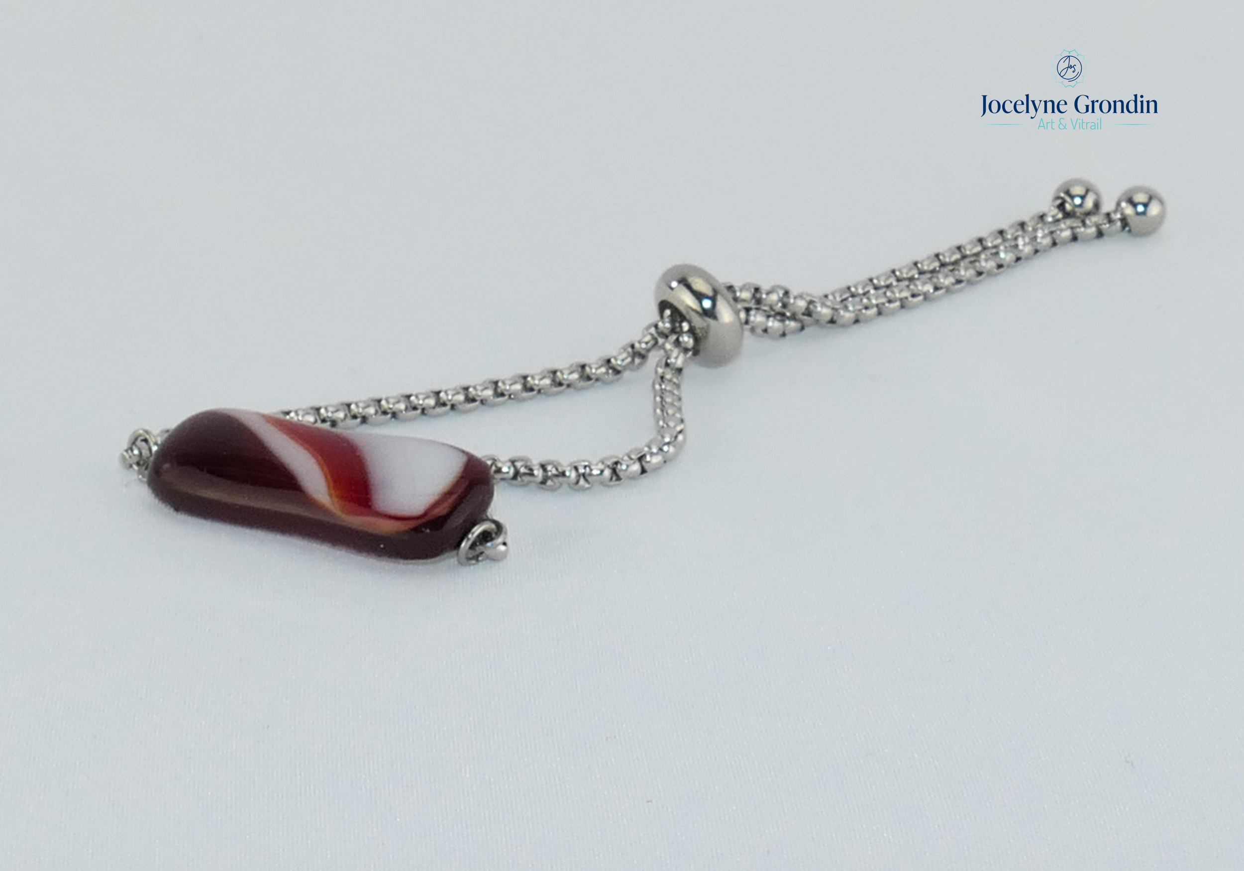 Bracelet ajustable rouge et blanc no 1280