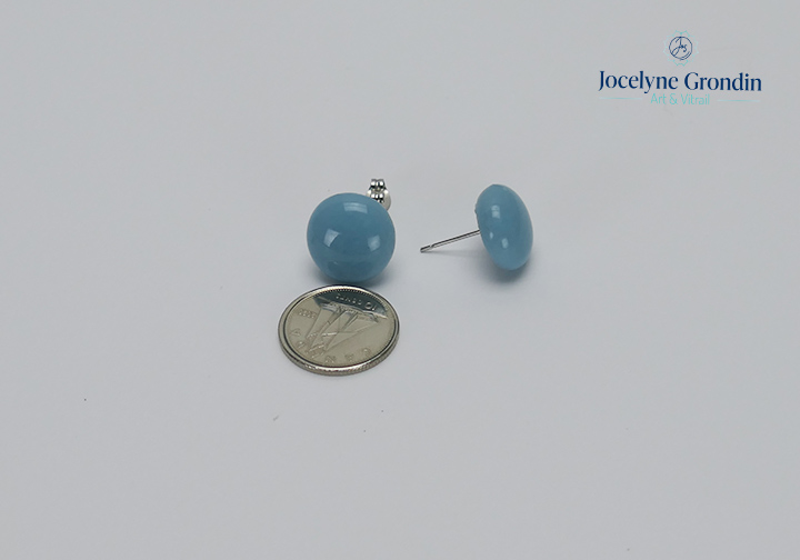 Boucles d oreilles en verre aquamarine no 1928