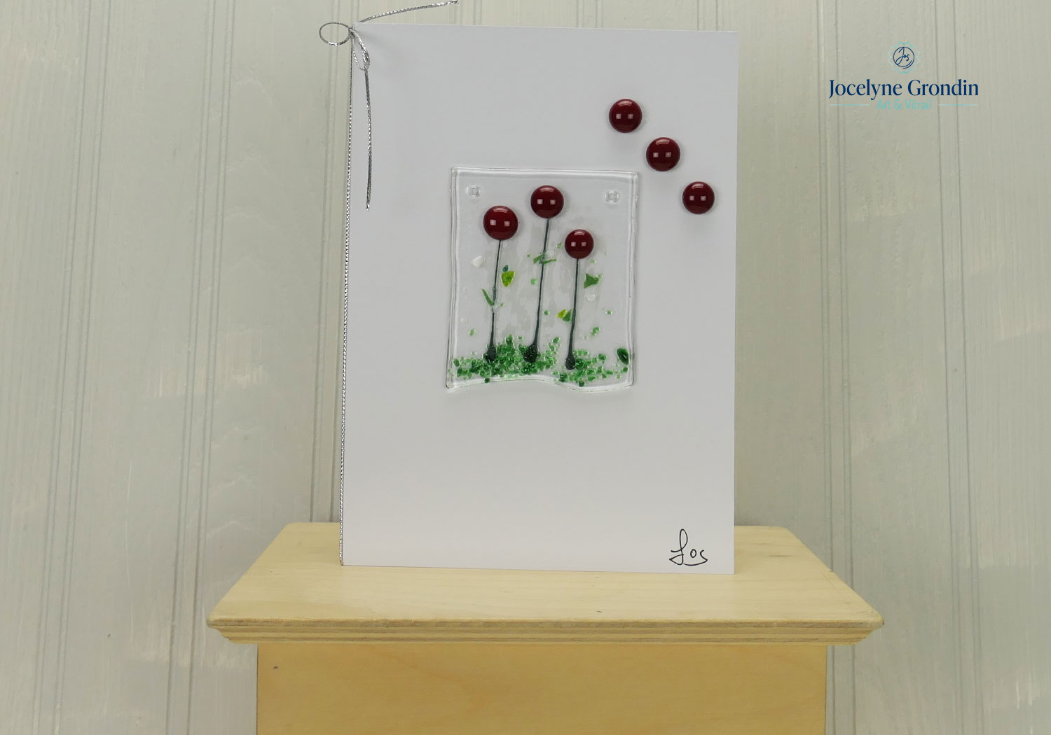 Attrape-soleil sur carte de voeux Cabochons rouges No 2080