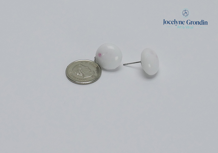 Boucles d oreilles blanche et rose no 1933