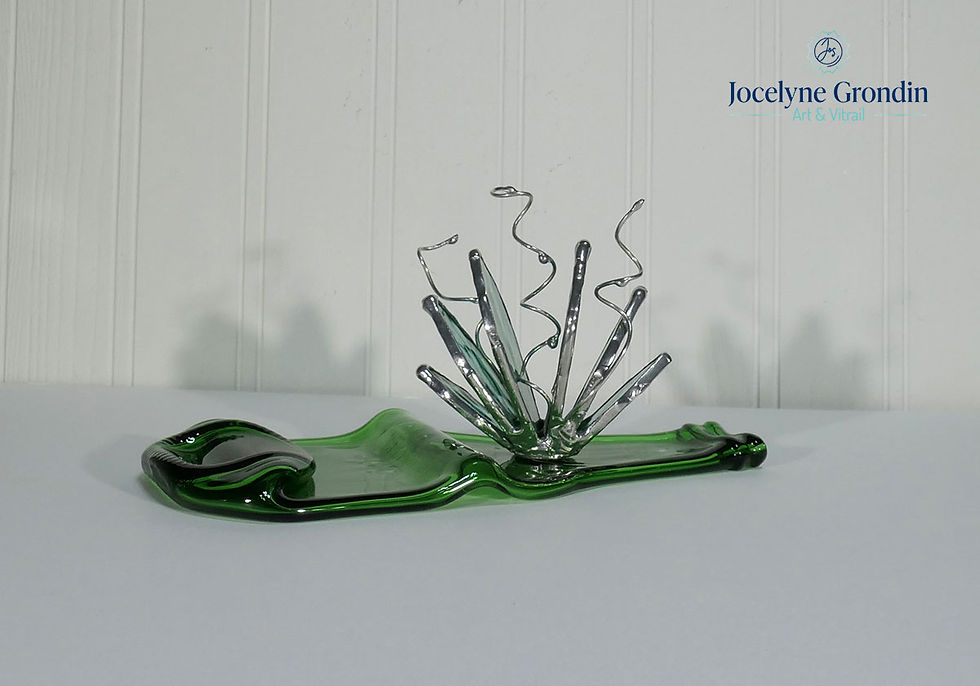 Miniature : Succulente turquoise en vitrail cote No 1986 par Jocelyne Grondin - Arts & Vitrail