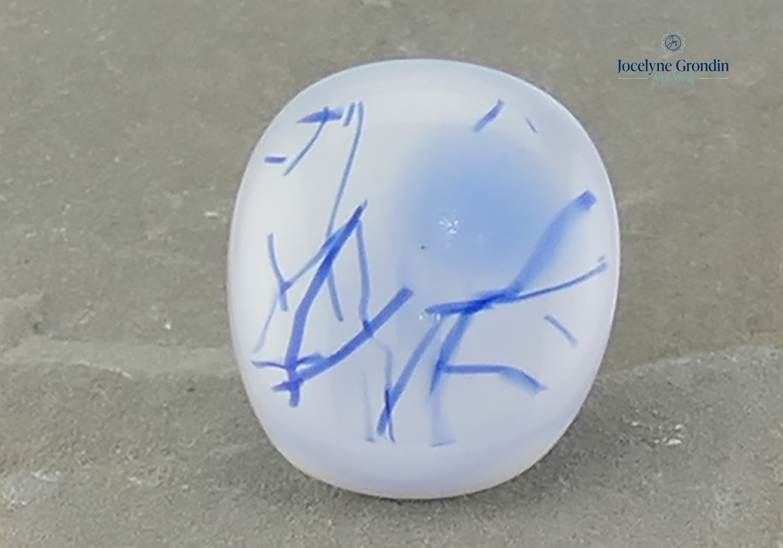 Bague ajustable blanche et bleu No 1264