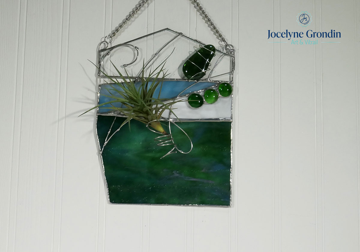 Terrarium mural vert et bleu No 1800