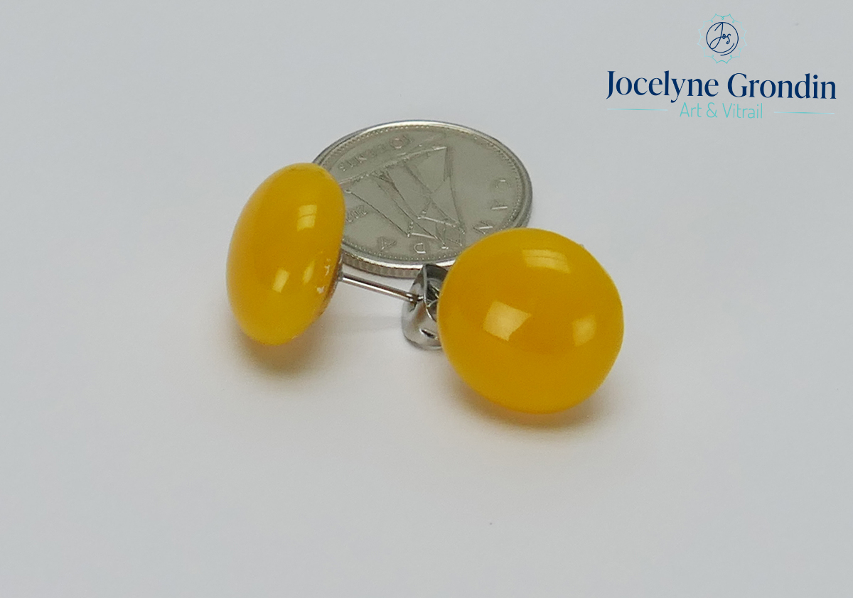 Boucles d oreilles jaune moutarde no 1926