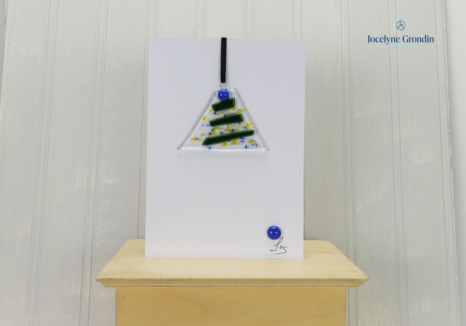 Ornement de Noël sur carte de vœux No 2124 par Jocelyne Grondin Arts & Vitrail