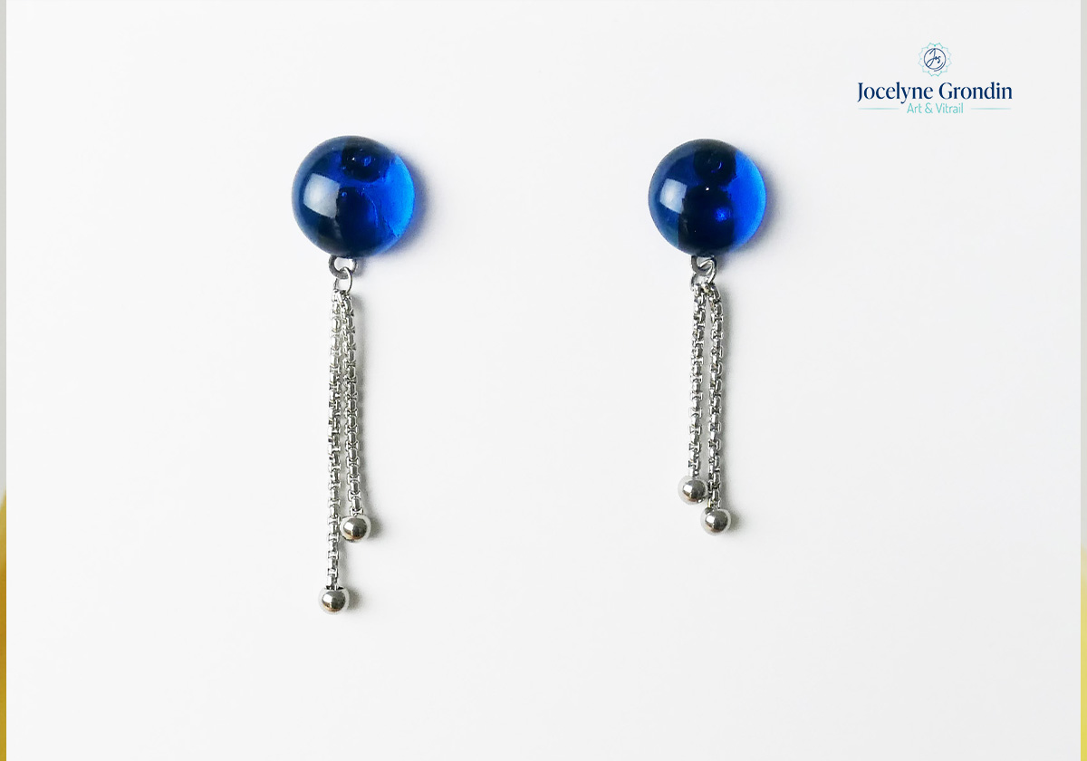 Boucles d oreilles pendantes bleu no 1949