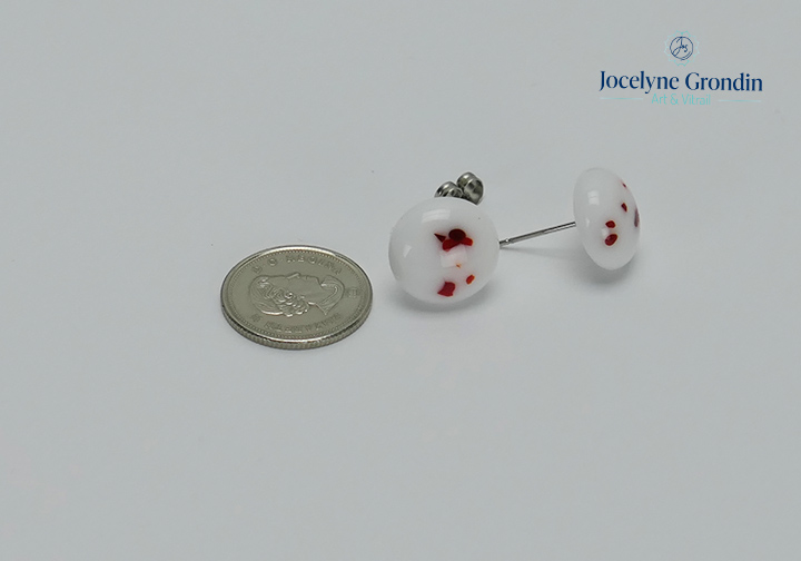 Boucles d oreilles blanche et rouge no 1934