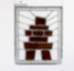 Panneau vitrail - L'Inukshuk - No 1295 par Jocelyne Grondin Arts & Vitrail