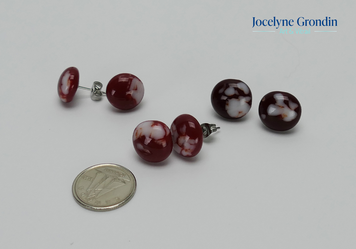 Boucles d oreilles rouge et blanche no 1935