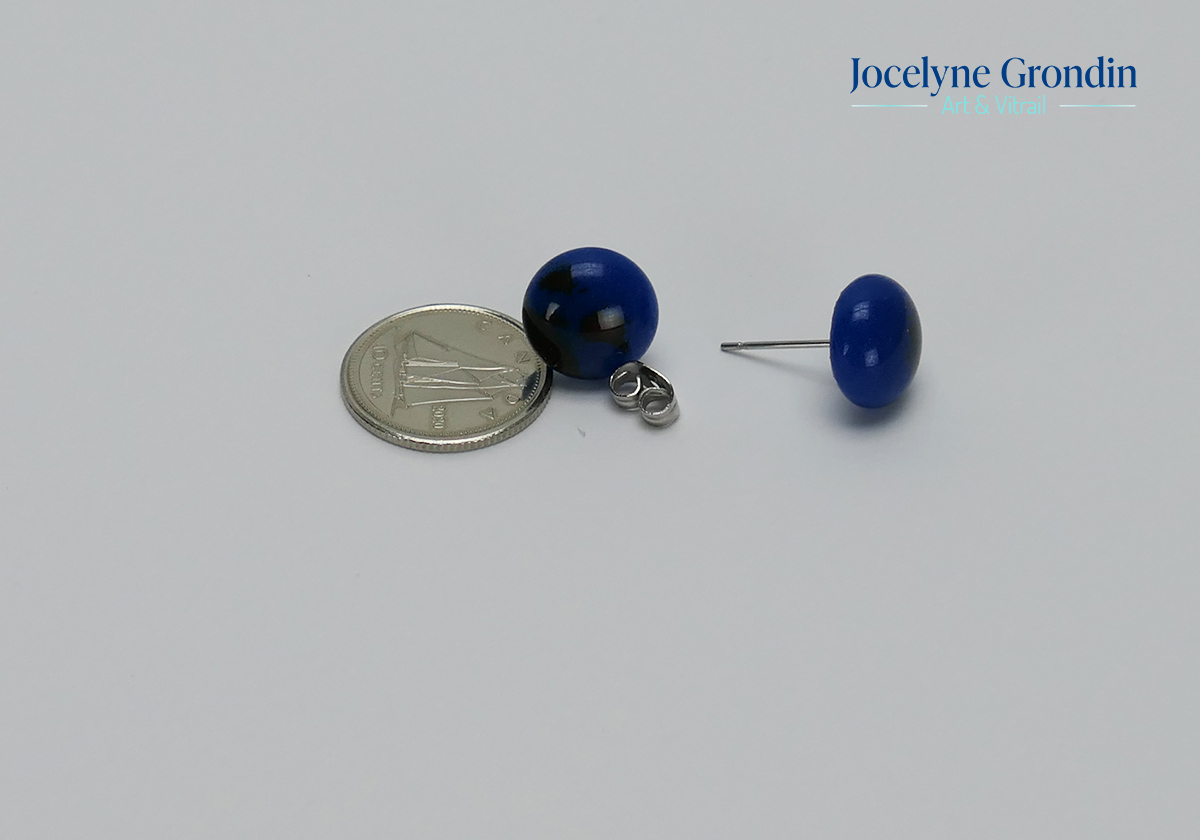 Boucles d oreilles bleu et brun No 1939