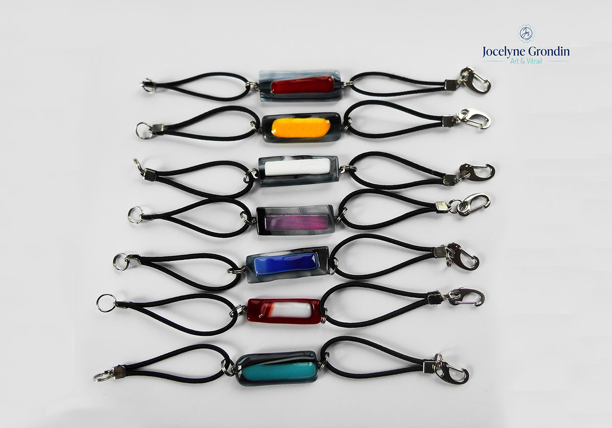 Bracelets élastiques bicolores en verre