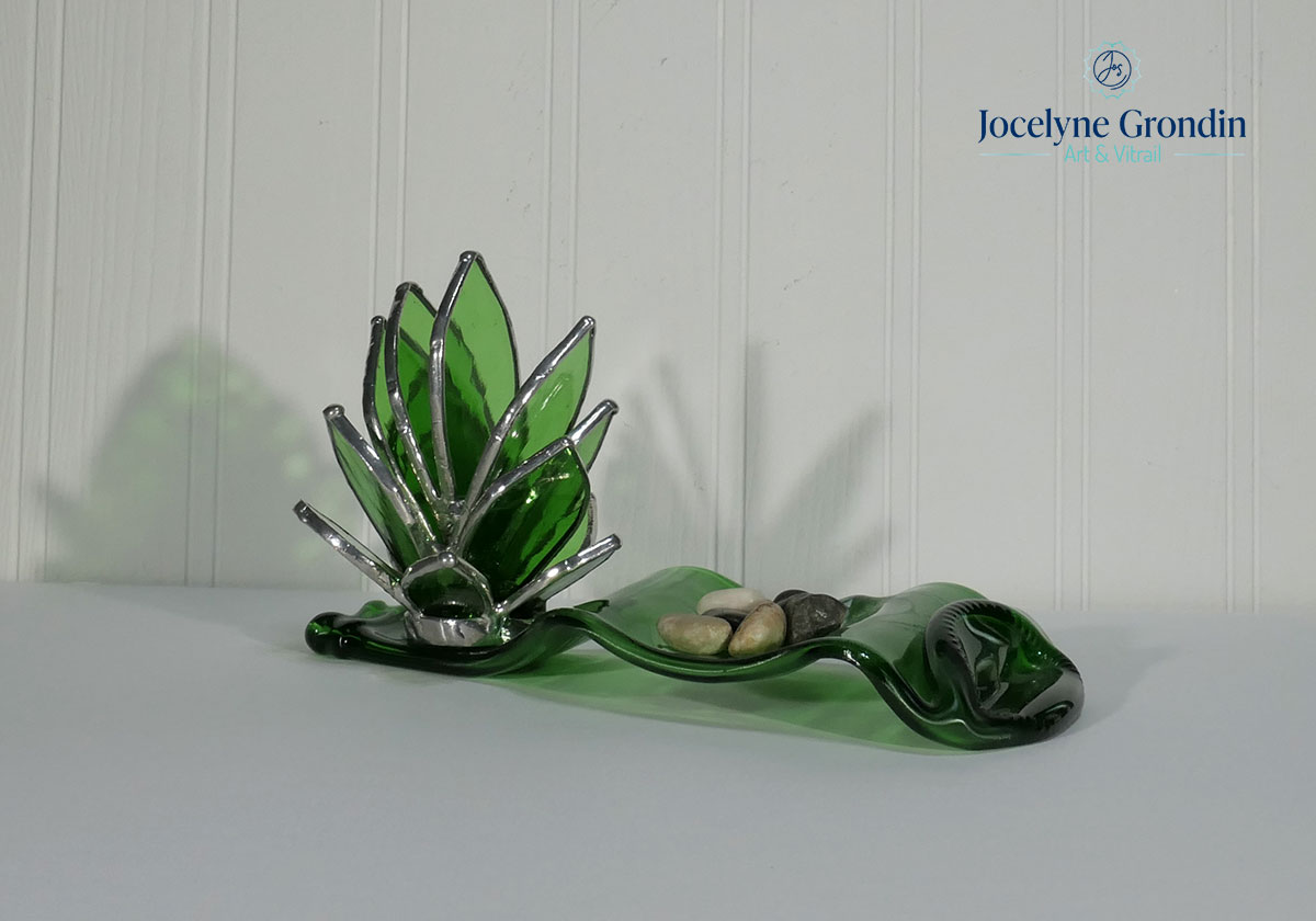 Succulente verte en vitrail No 1843