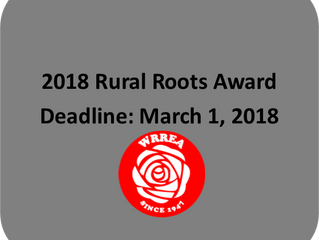 2018 Rural Roots Award- Application Deadline March 1, 2018