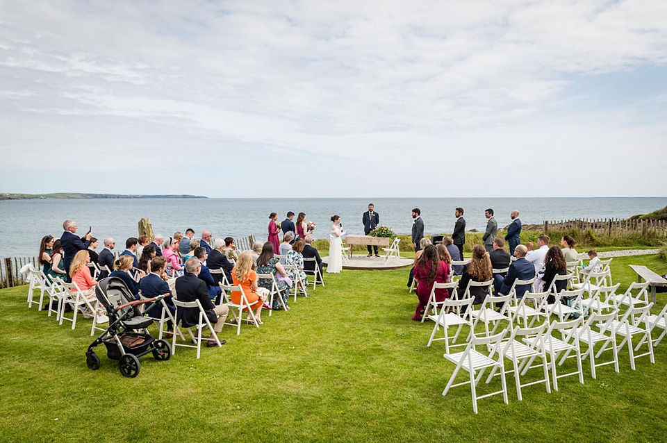 An outdoor wedding ceremony at Dunmore House Hotel, Cork