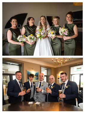 two wedding parties prepare for the wedding ceremony