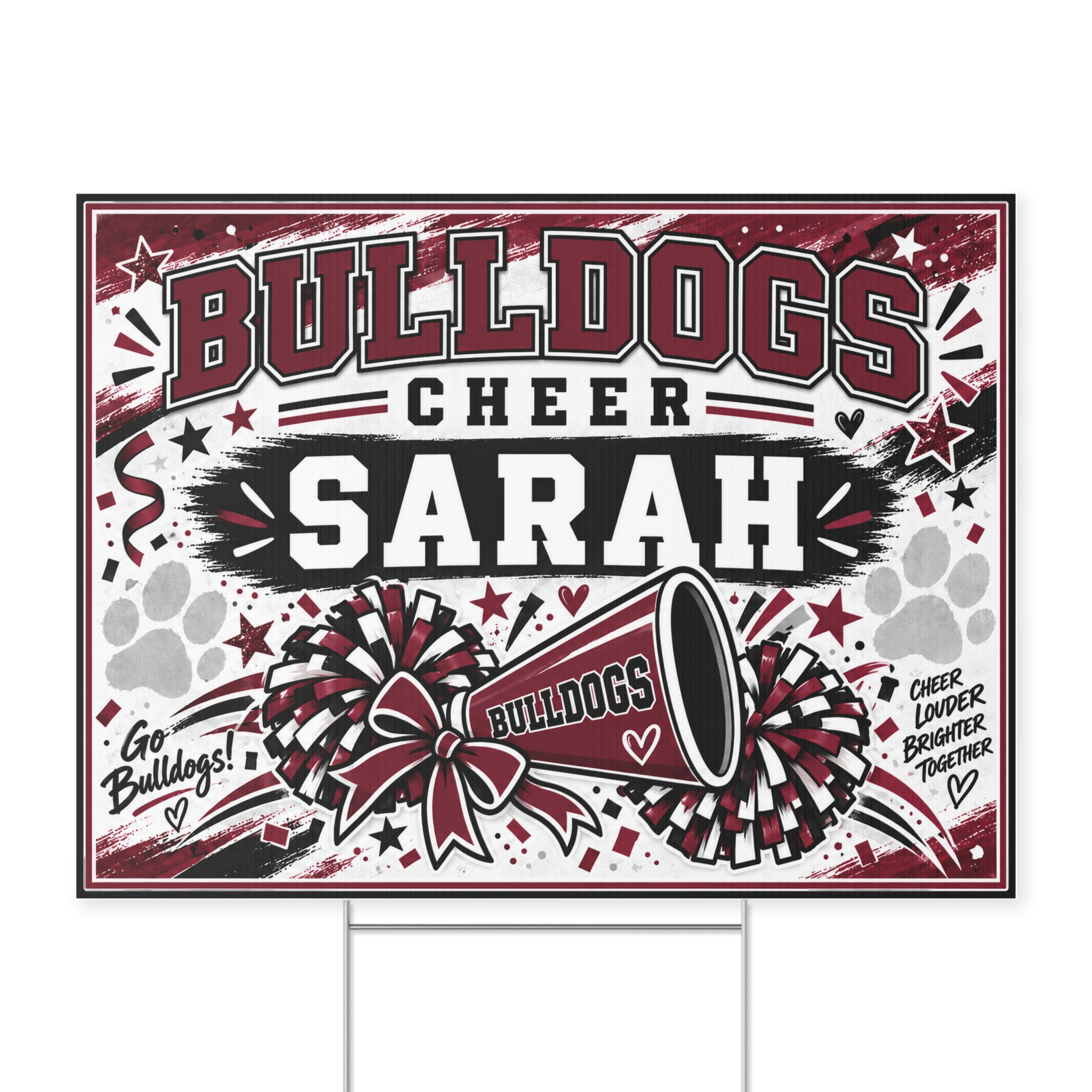 Custom Cheer Bulldogs Yard Sign