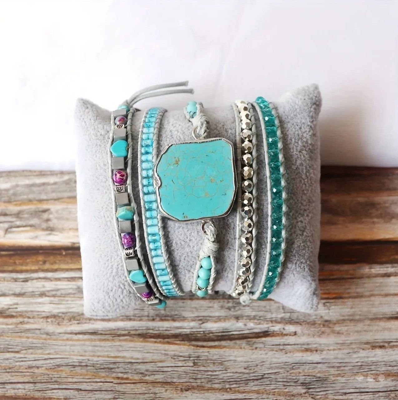 Bohemian Turquoise Charm Wrap Bracelet