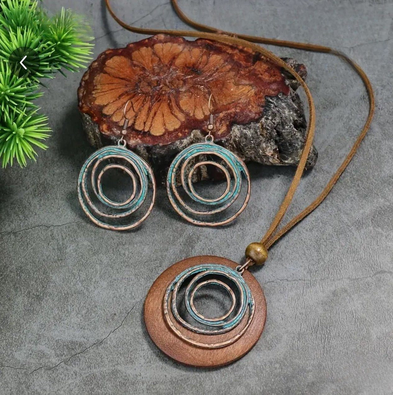 Bronze Spiral Earrings & Necklace Set